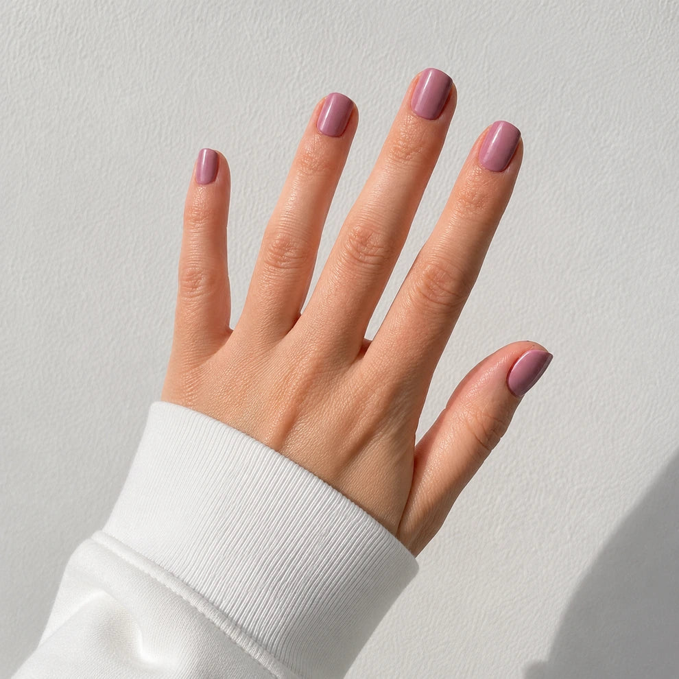 Mauve Glaze short square press-on nails by Matchy Nails