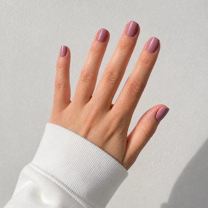 Mauve Glaze short square press-on nails by Matchy Nails