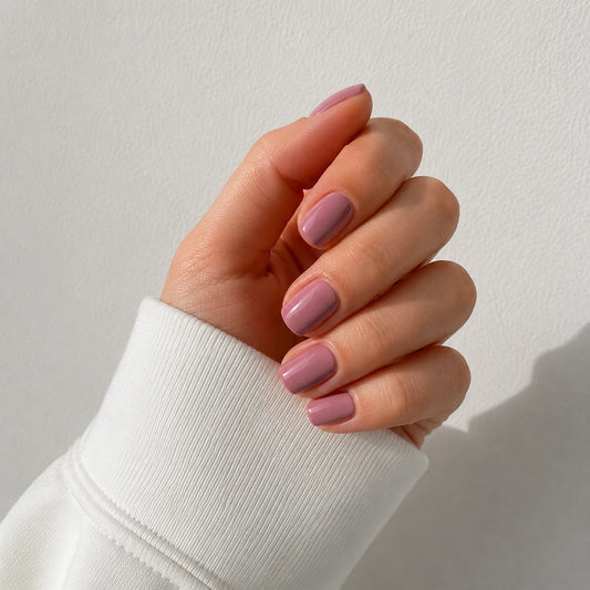 Mauve Glaze short square press-on nails by Matchy Nails