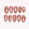 Mauve Monarch dusty rose cat-eye medium almond press-on nails product display