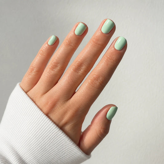 Mint Glaze short square press-on nails by Matchy Nails