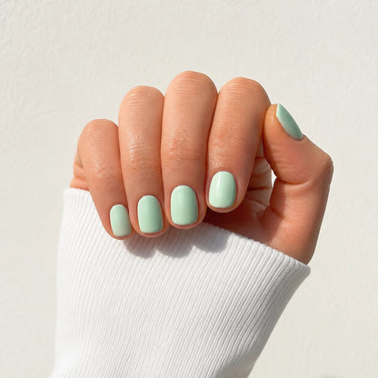 Mint Glaze short square press-on nails by Matchy Nails