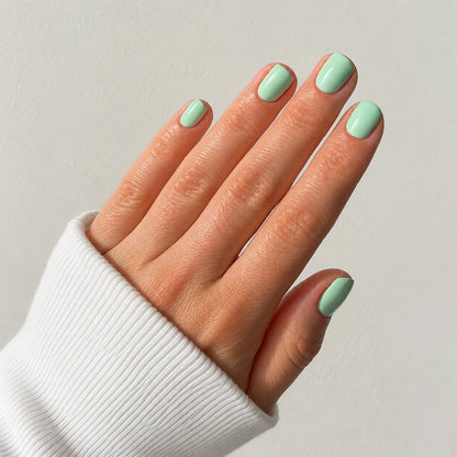 Mint Glaze short square press-on nails by Matchy Nails