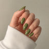 Moss Glaze short almond press-on nails by Matchy Nails