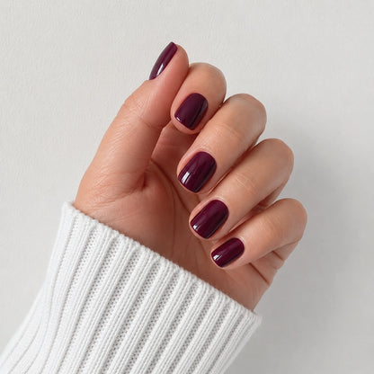 Mulberry Glaze short square press-on nails by Matchy Nails