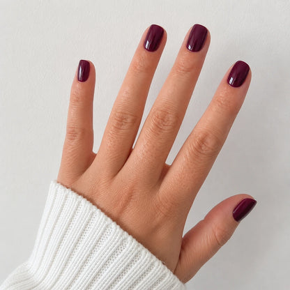 Mulberry Glaze short square press-on nails by Matchy Nails