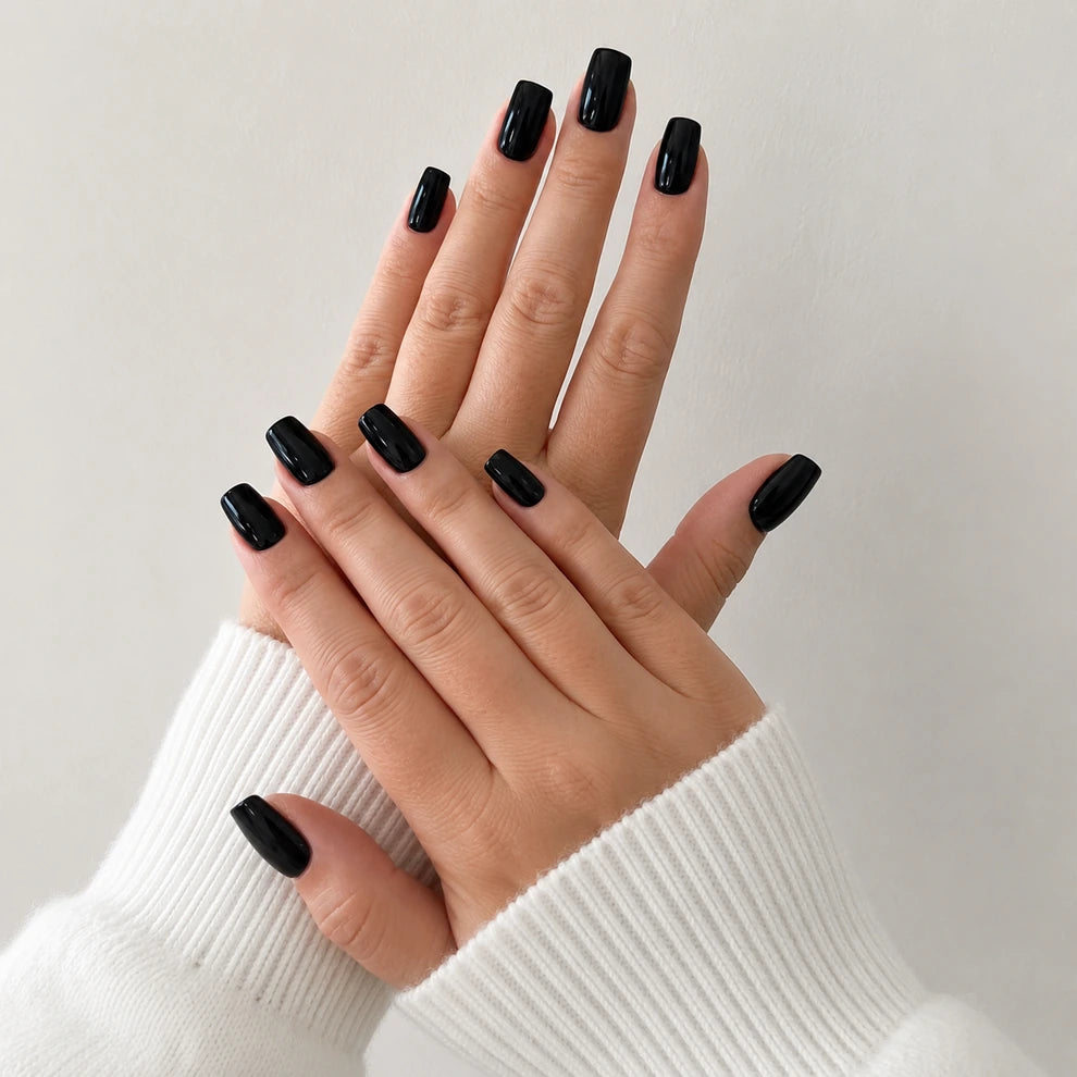 Onyx Glaze short square press-on nails by Matchy Nails