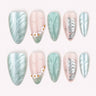 Pearlwing Garden seafoam medium almond press-on nails product display