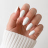 Porcelain Muse medium almond white press-on nails by Matchy Nails