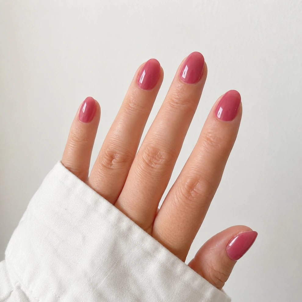 Rose Glaze short square press-on nails by Matchy Nails