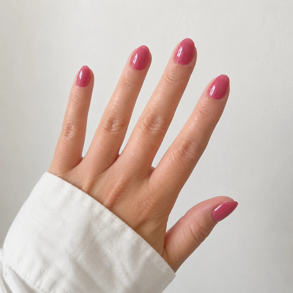 Rose Glaze short square press-on nails by Matchy Nails
