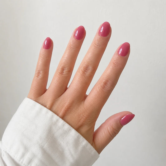 Rose Glaze short square press-on nails by Matchy Nails