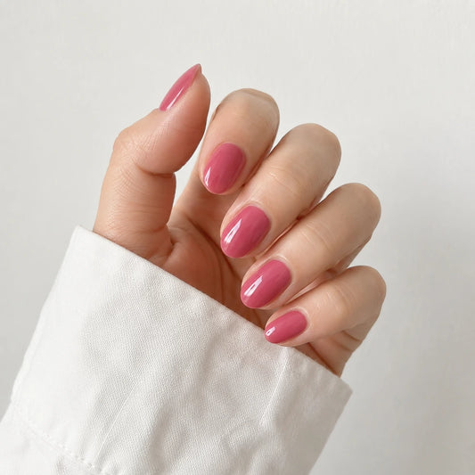 Rose Glaze short square press-on nails by Matchy Nails