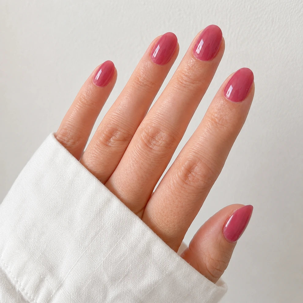 Rose Glaze short square press-on nails by Matchy Nails