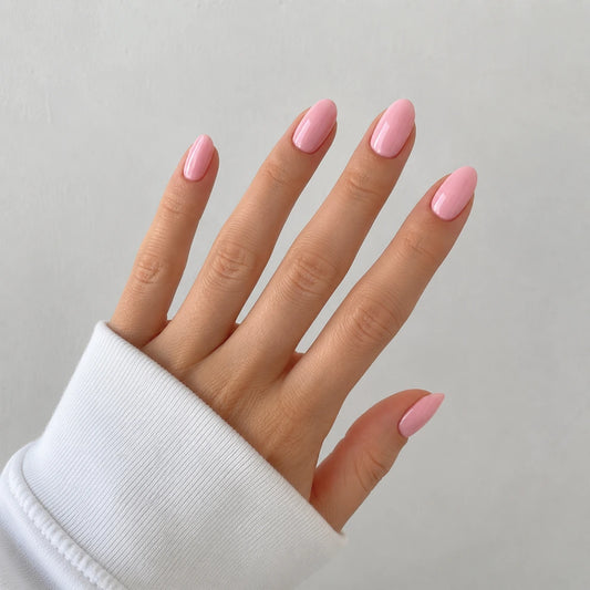 Rose Milk medium almond press-on nails by Matchy Nails