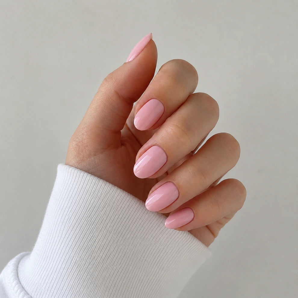 Rose Milk medium almond press-on nails by Matchy Nails