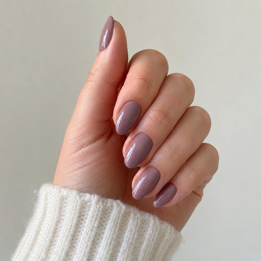 Rose Taupe Glaze short almond press-on nails by Matchy Nails