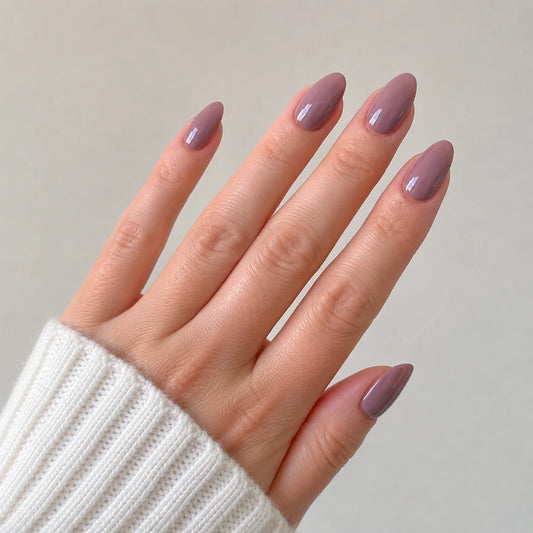 Rose Taupe Glaze short almond press-on nails by Matchy Nails