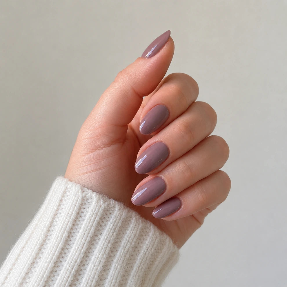 Rose Taupe Glaze short almond press-on nails by Matchy Nails