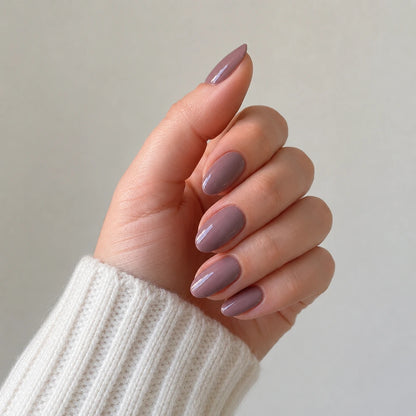 Rose Taupe Glaze short almond press-on nails by Matchy Nails