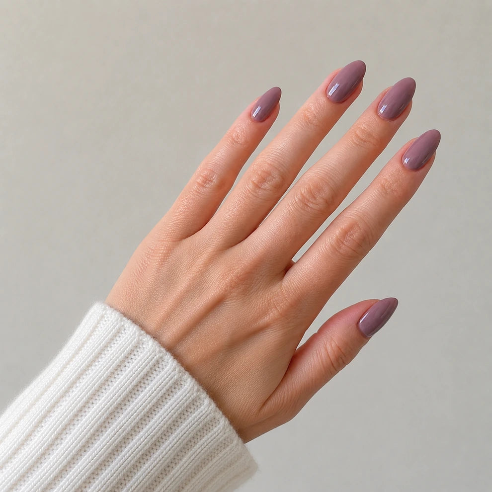 Rose Taupe Glaze short almond press-on nails by Matchy Nails