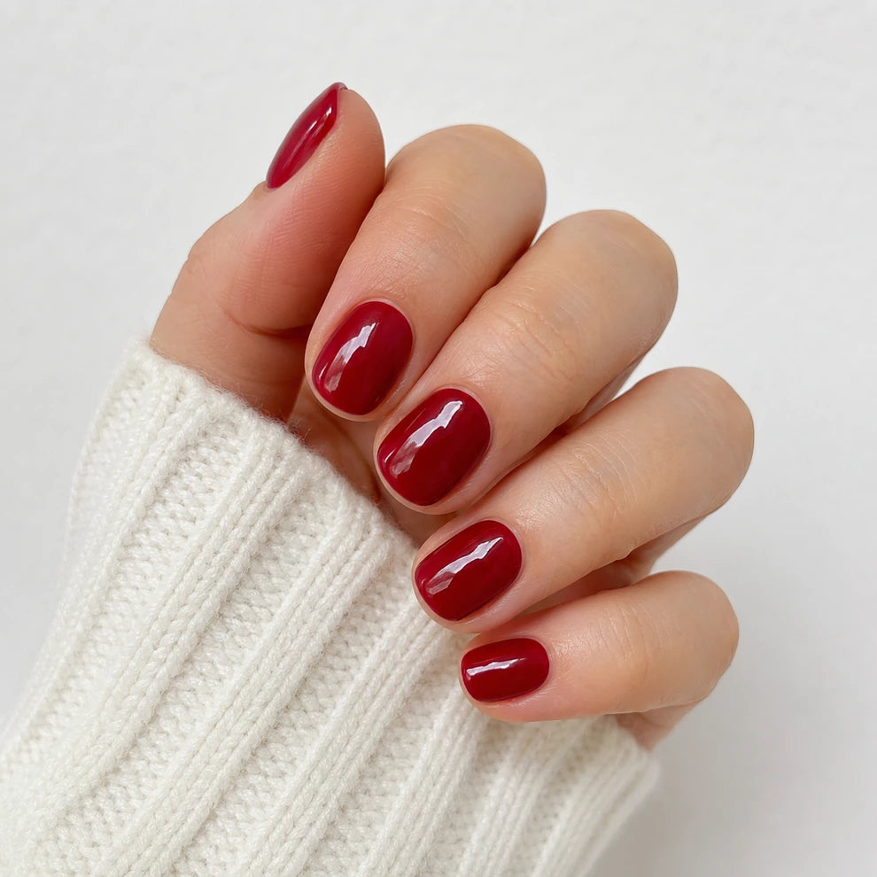 Rouge Glaze short square press-on nails by Matchy Nails