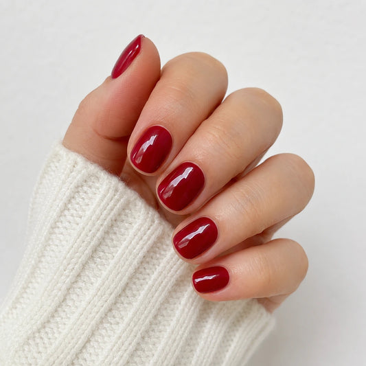 Rouge Glaze short square press-on nails by Matchy Nails