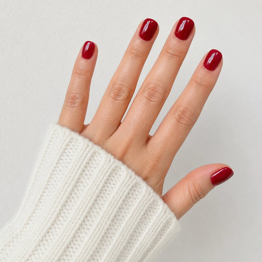 Rouge Glaze short square press-on nails by Matchy Nails