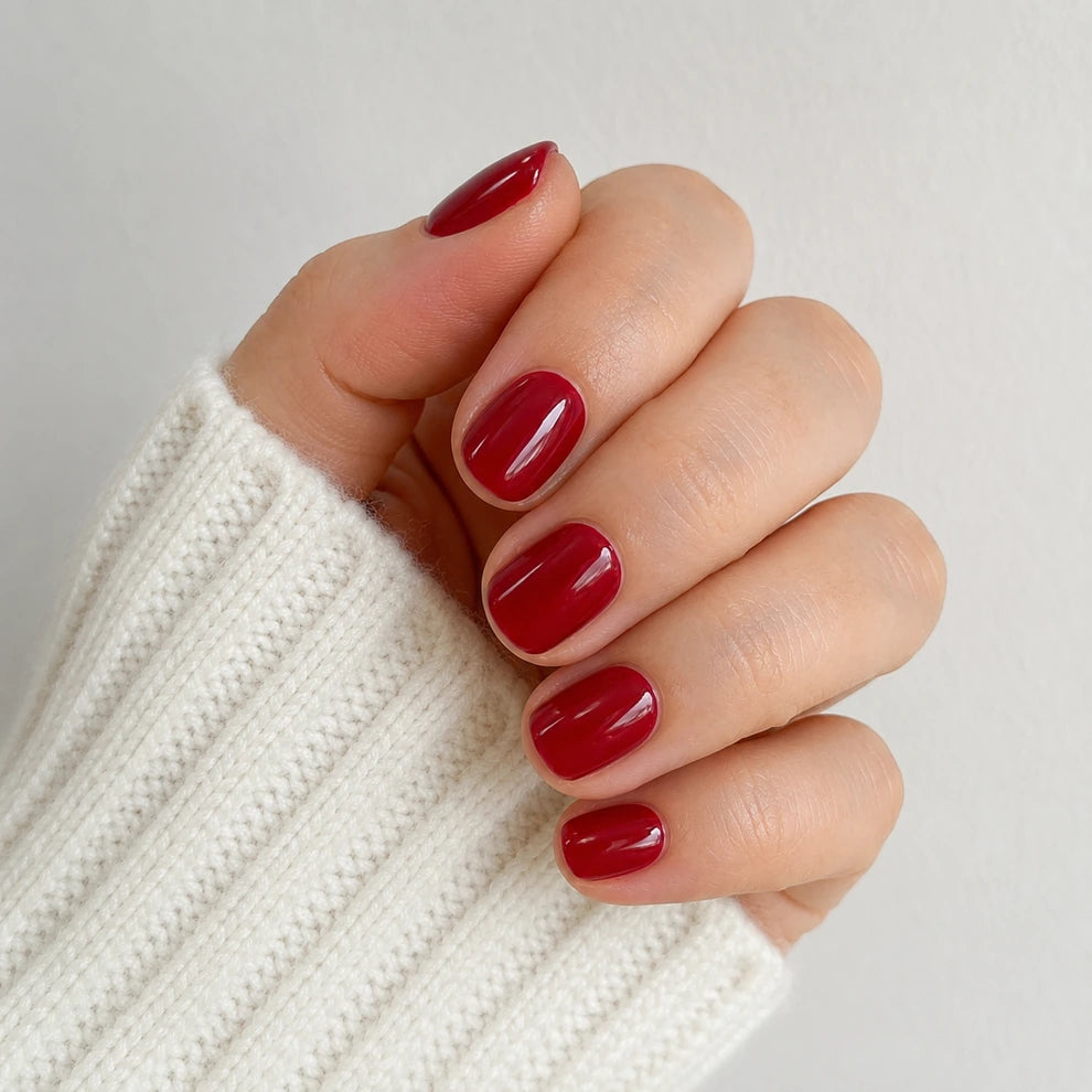 Rouge Glaze short square press-on nails by Matchy Nails