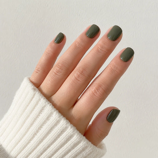 Sage Glaze short square press-on nails by Matchy Nails