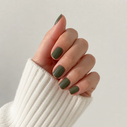 Sage Glaze short square press-on nails by Matchy Nails