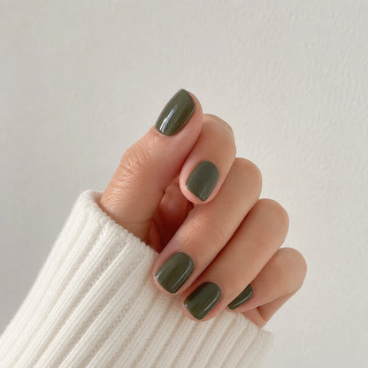 Sage Glaze short square press-on nails by Matchy Nails