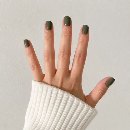 Sage Glaze short square press-on nails by Matchy Nails