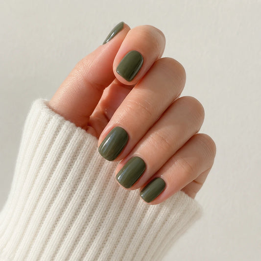 Sage Glaze short square press-on nails by Matchy Nails