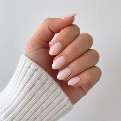 Satin Petal short almond press-on nails by Matchy Nails