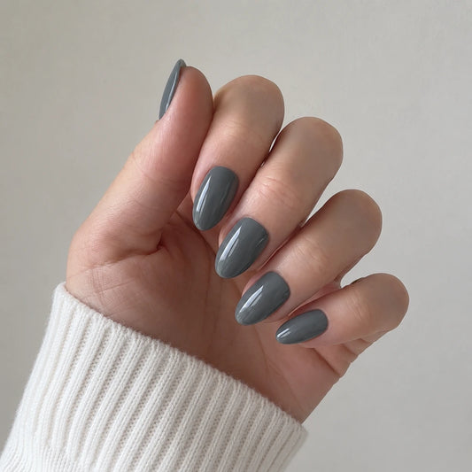 Smoke Glass short almond press-on nails by Matchy Nails
