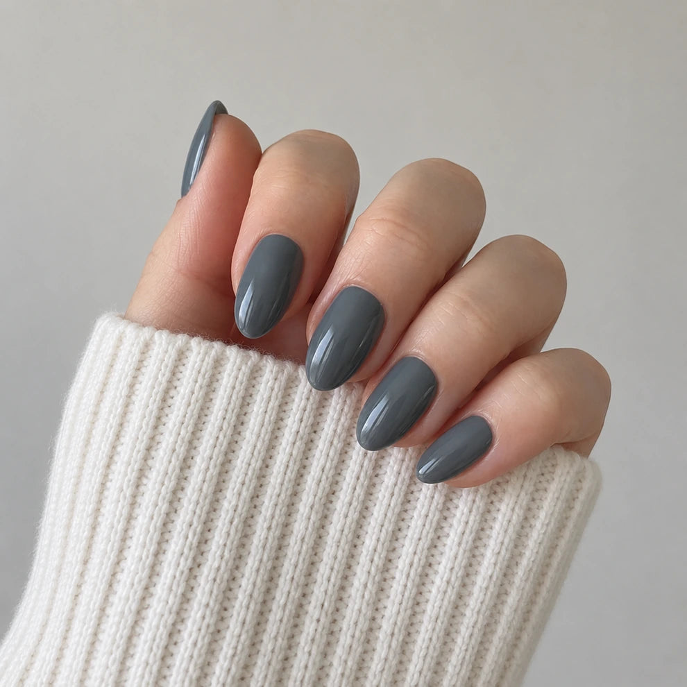 Smoke Glass short almond press-on nails by Matchy Nails