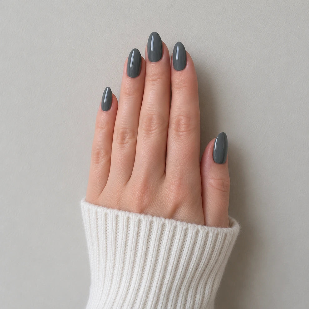 Smoke Glass short almond press-on nails by Matchy Nails