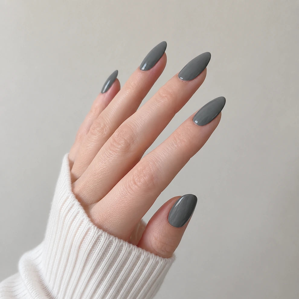 Smoke Glass short almond press-on nails by Matchy Nails