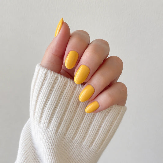 Sunbeam Glaze medium almond press-on nails by Matchy Nails