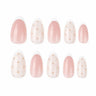 Sunday Confetti short almond french tip nude pink white and brown press-on nails by Matchy Nails