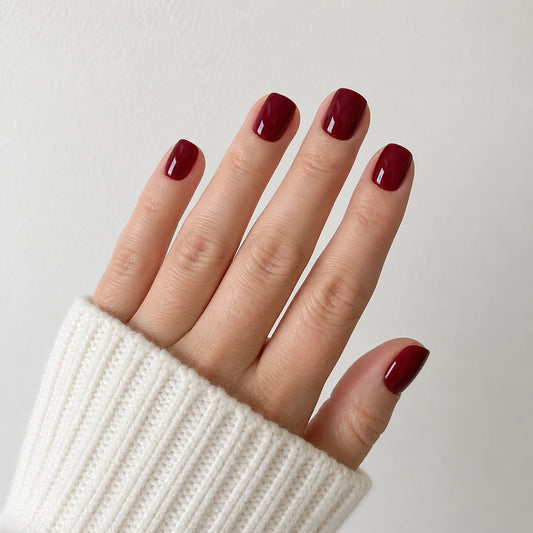 Velvet Merlot short square press-on nails by Matchy Nails