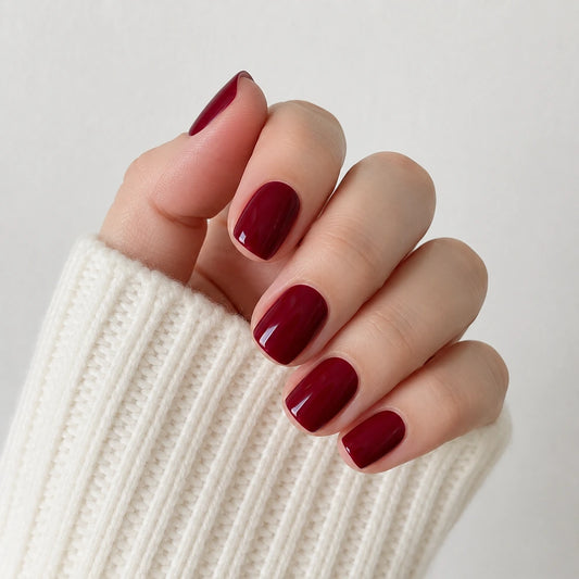 Velvet Merlot short square press-on nails by Matchy Nails