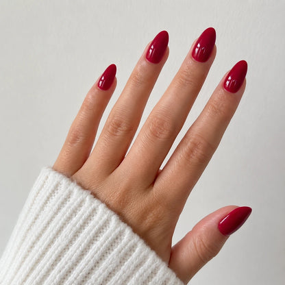 Wine Gloss short almond press-on nails by Matchy Nails