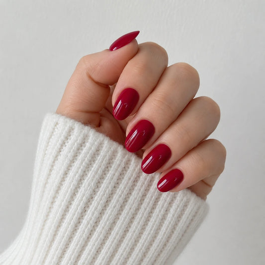 Wine Gloss short almond press-on nails by Matchy Nails