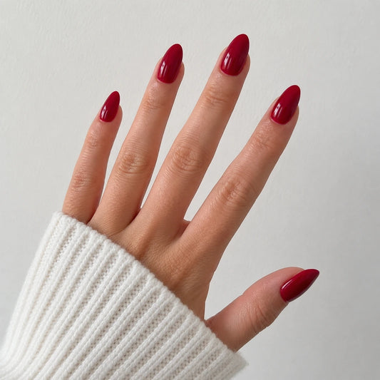 Wine Gloss short almond press-on nails by Matchy Nails