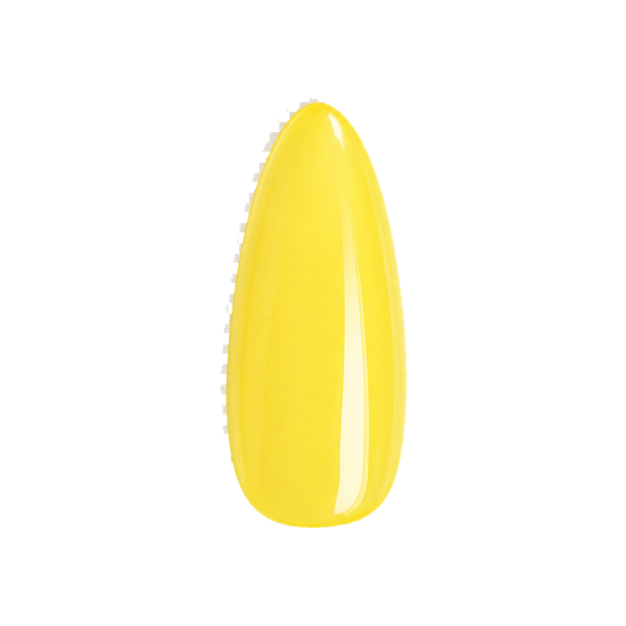 Bright lemon yellow almond press-on nail shape