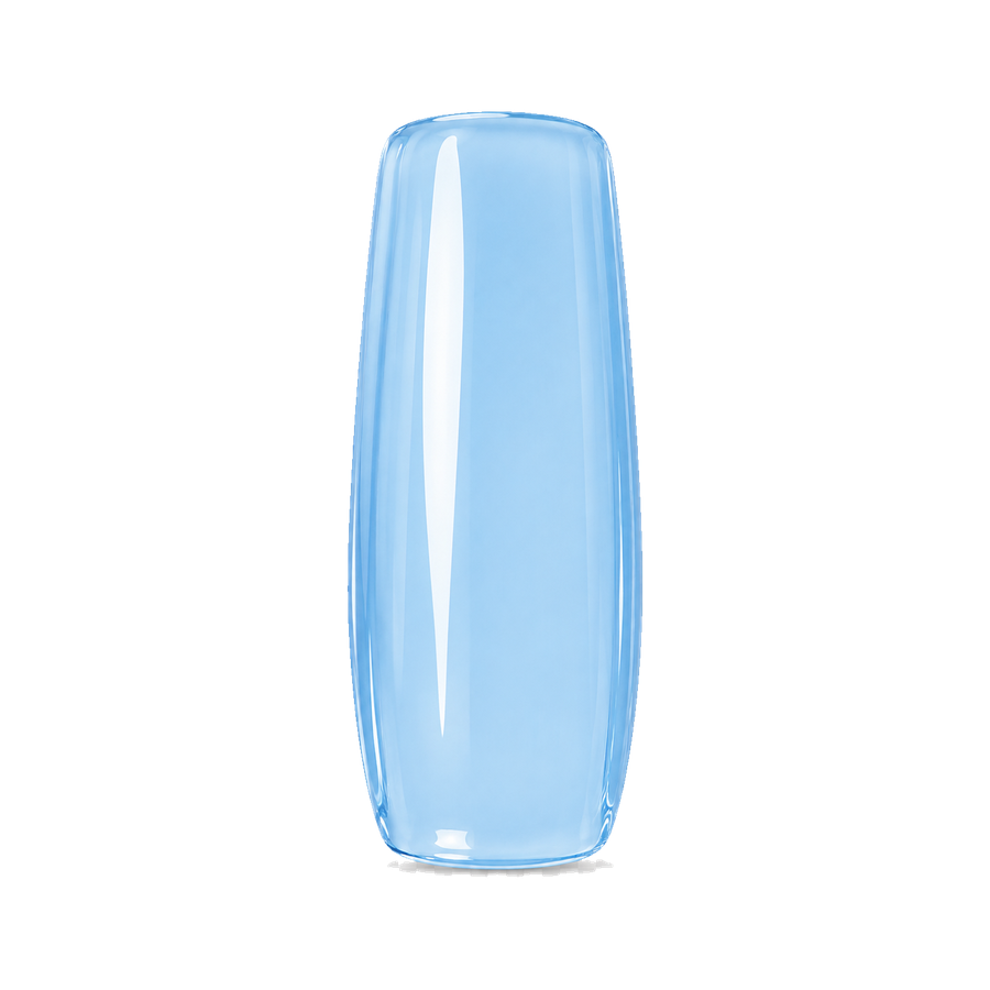 Clear sky blue coffin press-on nail shape